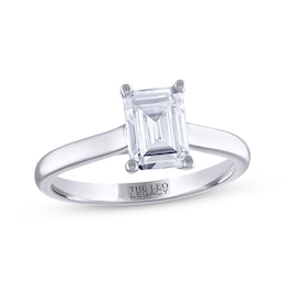 THE LEO Legacy Lab-Grown Diamond Emerald-Cut Solitaire Engagement Ring 1-1/2 ct tw 14K White Gold