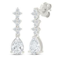 KAY Lab-Grown Diamonds Pear-Shaped & Round-Cut Drop Earrings 1-1/4 ct tw Sterling Silver