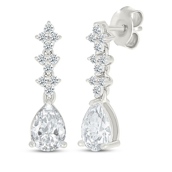 KAY Lab-Grown Diamonds Pear-Shaped & Round-Cut Drop Earrings 1-1/4 ct tw Sterling Silver