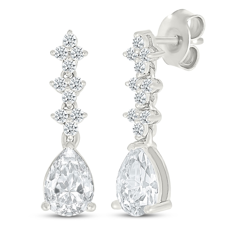 Main Image 1 of KAY Lab-Grown Diamonds Pear-Shaped & Round-Cut Drop Earrings 1-1/4 ct tw Sterling Silver