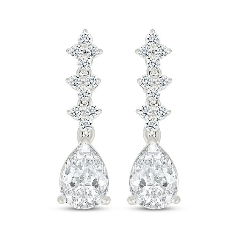Main Image 2 of KAY Lab-Grown Diamonds Pear-Shaped & Round-Cut Drop Earrings 1-1/4 ct tw Sterling Silver