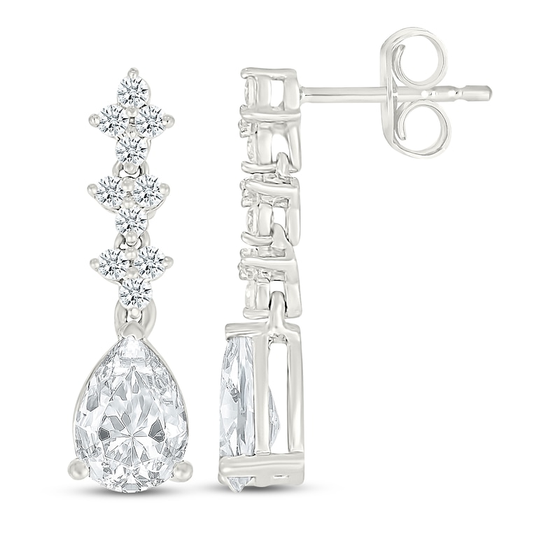 Main Image 3 of KAY Lab-Grown Diamonds Pear-Shaped & Round-Cut Drop Earrings 1-1/4 ct tw Sterling Silver