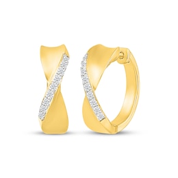 KAY Lab-Grown Diamonds Sculpted Hoop Earrings 1/4 ct tw 24K Yellow Gold Vermeil Sterling Silver