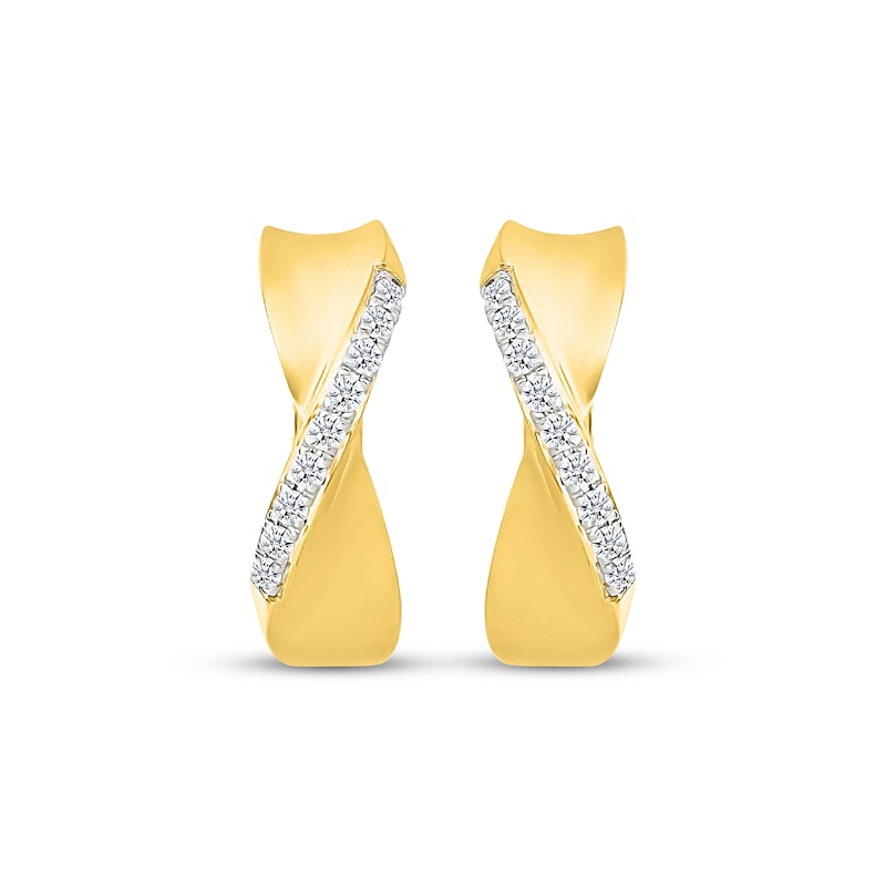 Main Image 2 of KAY Lab-Grown Diamonds Sculpted Hoop Earrings 1/4 ct tw 24K Yellow Gold Vermeil Sterling Silver