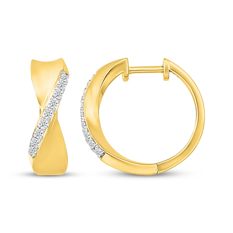 Main Image 3 of KAY Lab-Grown Diamonds Sculpted Hoop Earrings 1/4 ct tw 24K Yellow Gold Vermeil Sterling Silver