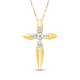KAY Lab-Grown Diamonds Cross Necklace 1/3 ct tw 24K Yellow Gold Vermeil Sterling Silver 18"