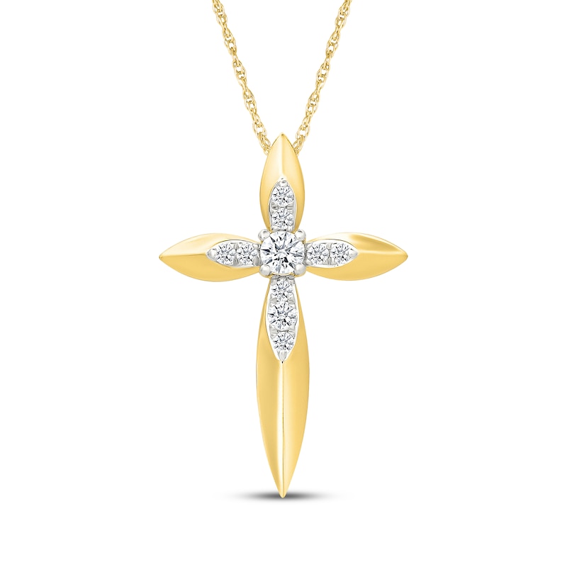 Main Image 1 of KAY Lab-Grown Diamonds Cross Necklace 1/3 ct tw 24K Yellow Gold Vermeil Sterling Silver 18"