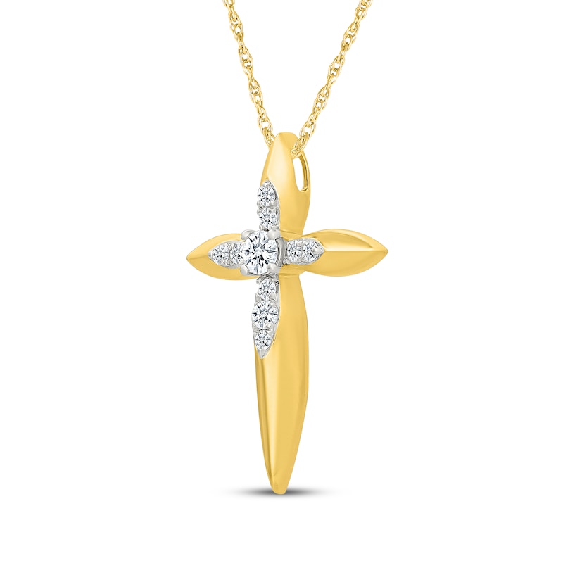 Main Image 2 of KAY Lab-Grown Diamonds Cross Necklace 1/3 ct tw 24K Yellow Gold Vermeil Sterling Silver 18"