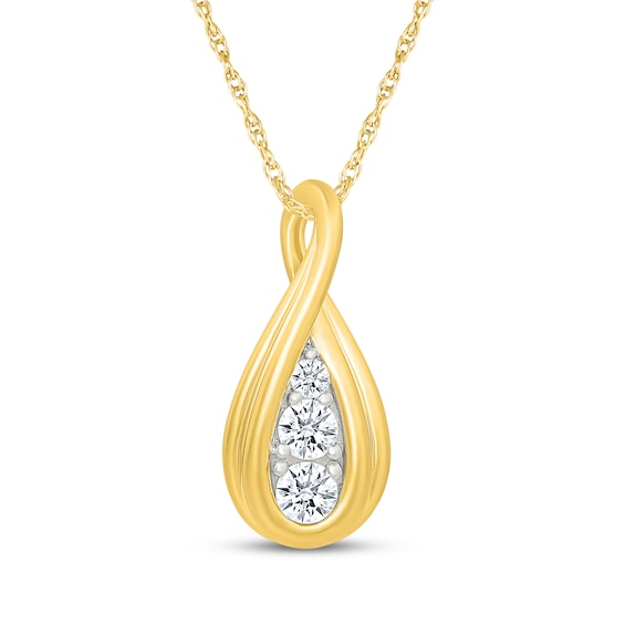 KAY Lab-Grown Diamonds Twist Necklace 3/8 ct tw 24K Yellow Gold Vermeil Sterling Silver 18"