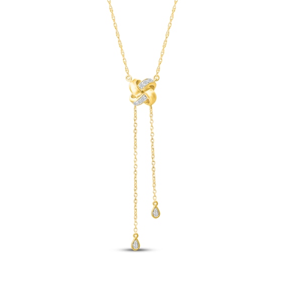 KAY Lab-Grown Diamonds Knot Lariat-Look Necklace 3/4 ct tw 24K Yellow Gold Vermeil Sterling Silver 18"