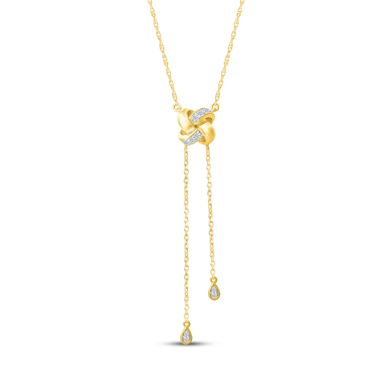 Main Image 1 of KAY Lab-Grown Diamonds Knot Lariat-Look Necklace 3/4 ct tw 24K Yellow Gold Vermeil Sterling Silver 18"