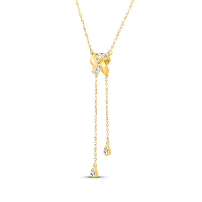 Main Image 2 of KAY Lab-Grown Diamonds Knot Lariat-Look Necklace 3/4 ct tw 24K Yellow Gold Vermeil Sterling Silver 18"