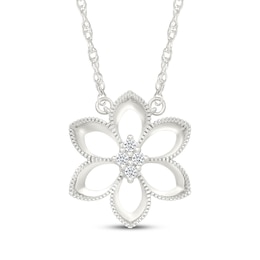 KAY Lab-Grown Diamonds Flower Necklace 1/20 ct tw Sterling Silver 18"