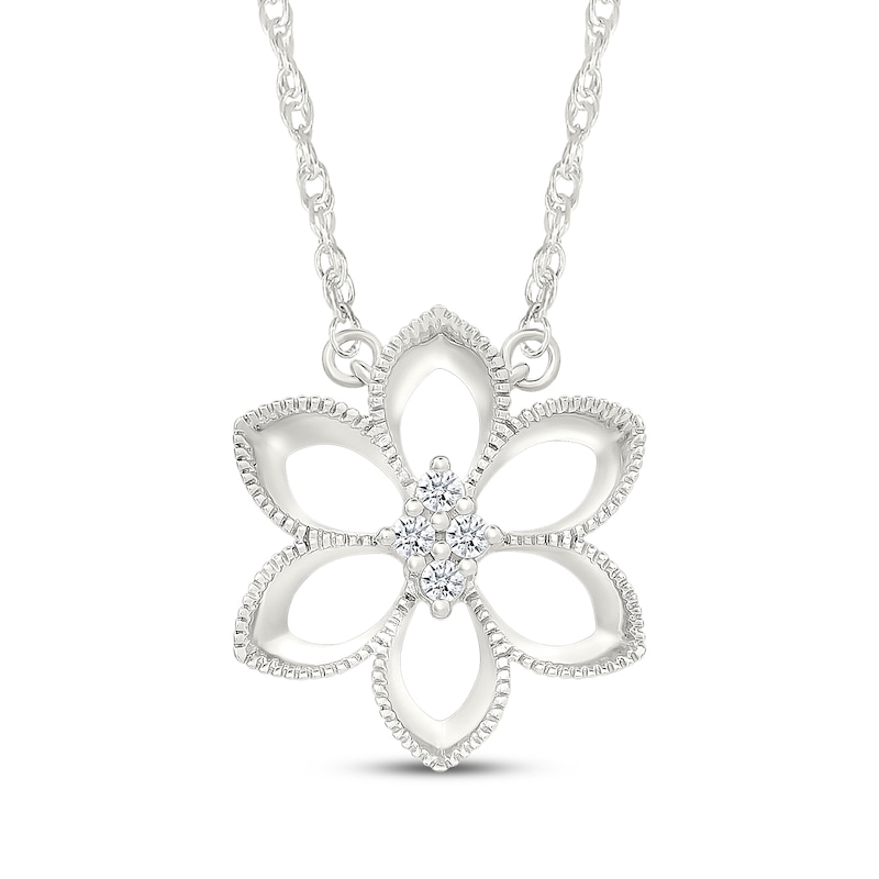 Main Image 1 of KAY Lab-Grown Diamonds Flower Necklace 1/20 ct tw Sterling Silver 18"
