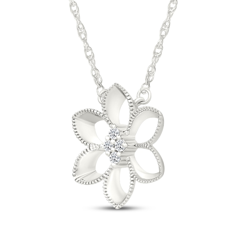 Main Image 2 of KAY Lab-Grown Diamonds Flower Necklace 1/20 ct tw Sterling Silver 18"