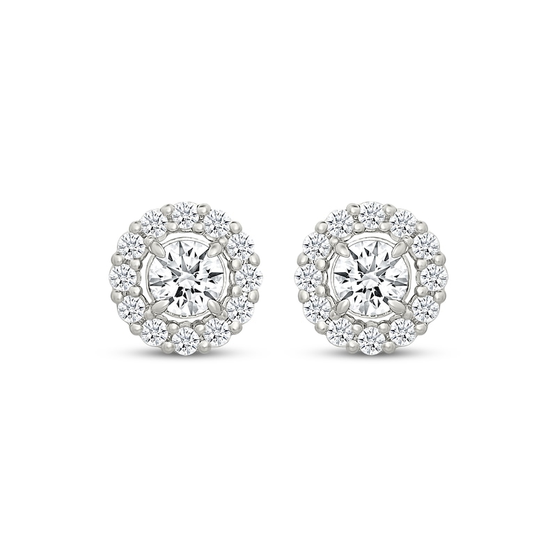 Main Image 2 of Kay Lab-Grown Diamonds Halo Stud Earrings 1 ct tw Sterling Silver