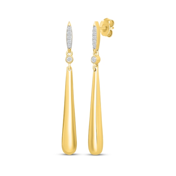 KAY Lab-Grown Diamonds Teardrop Dangle Earrings 1/10 ct tw 24K Yellow Gold Vermeil Sterling Silver