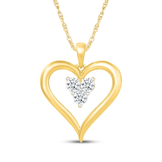 KAY Lab-Grown Diamonds Open Heart Necklace 1/2 ct tw 24K Yellow Gold Vermeil Sterling Silver 18"