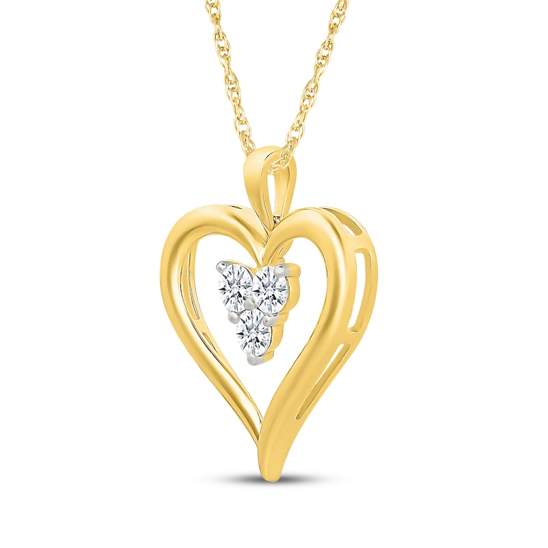 Main Image 2 of KAY Lab-Grown Diamonds Open Heart Necklace 1/2 ct tw 24K Yellow Gold Vermeil Sterling Silver 18"