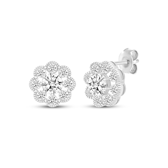 KAY Lab-Grown Diamonds Flower Stud Earrings 3/4 ct tw Sterling Silver