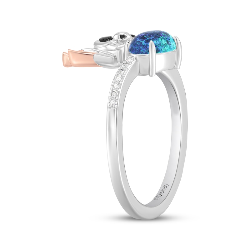 Main Image 2 of Disney Treasures Lilo & Stitch Oval-Cut Blue Lab-Created Opal & Diamond Ring 1/10 ct tw Sterling Silver & 10K Rose Gold