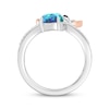 Thumbnail Image 3 of Disney Treasures Lilo & Stitch Oval-Cut Blue Lab-Created Opal & Diamond Ring 1/10 ct tw Sterling Silver & 10K Rose Gold