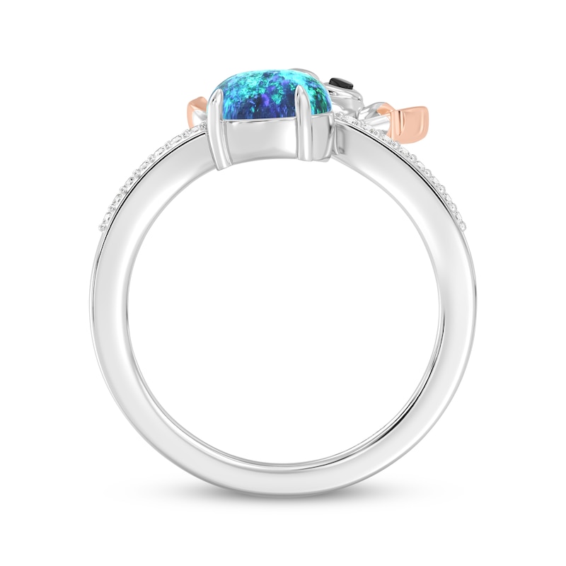 Main Image 3 of Disney Treasures Lilo & Stitch Oval-Cut Blue Lab-Created Opal & Diamond Ring 1/10 ct tw Sterling Silver & 10K Rose Gold