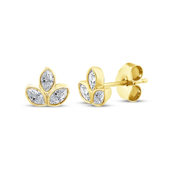 KAY Lab-Grown Diamonds Marquise-Cut Flower Stud Earrings 1/4 ct tw 10K Yellow Gold