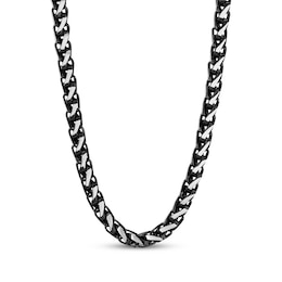 6mm Wheat Chain Necklace Black Ion-Plated Stainless Steel 24"