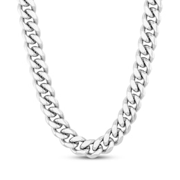 8mm Dual-Finish Curb Chain Necklace Stainless Steel 24"