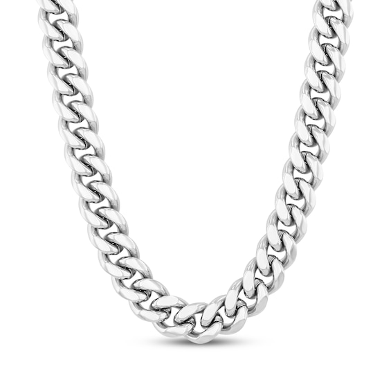 8mm Dual-Finish Curb Chain Necklace Stainless Steel 24"