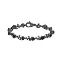 Disney Treasures The Nightmare Before Christmas Heart-Shaped Black Onyx & Diamond Bracelet 1/8 ct tw Black Rhodium-Plated Sterling Silver 7.25"