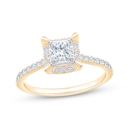 Adore Lab-Grown Diamonds Certified Princess-Cut Halo Engagement Ring 5/8 ct tw 14K Yellow Gold