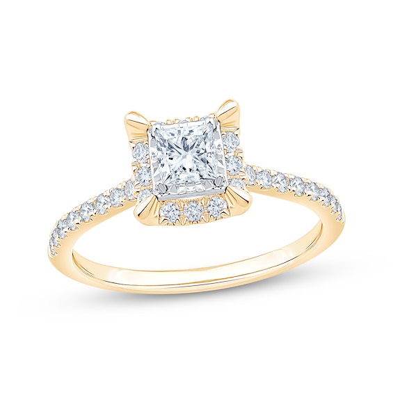 Adore Lab-Grown Diamonds Certified Princess-Cut Halo Engagement Ring 5/8 ct tw 14K Yellow Gold