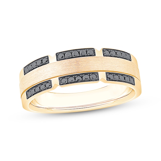 Adore Men's Black Diamond Wedding Band 1/4 ct tw 10K Yellow Gold