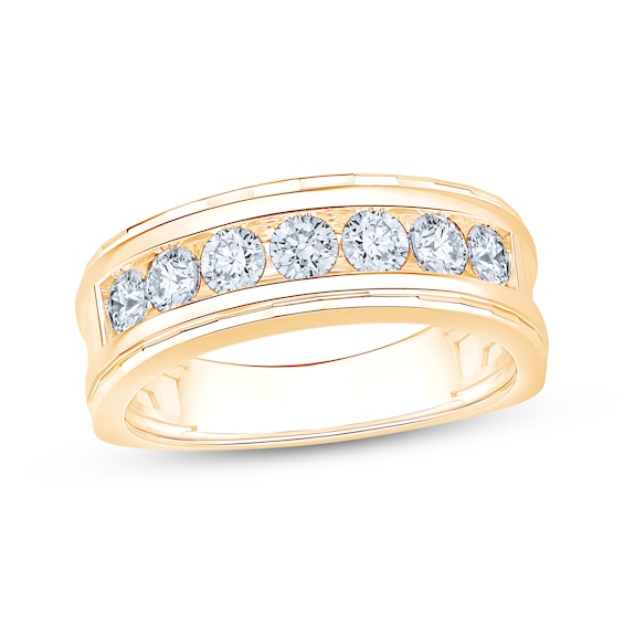 Adore Lab-Grown Diamonds Men's Seven-Stone Wedding Band 1 ct tw 14K Yellow Gold