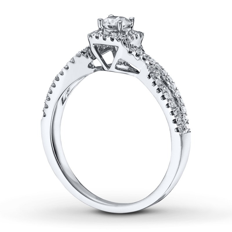 Main Image 2 of Diamond Engagement Ring 3/8 ct tw Round-cut 14K White Gold