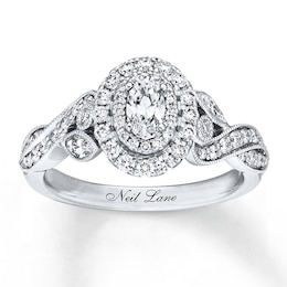 Neil Lane Oval Diamond Engagement Ring 7/8 ct tw 14K White Gold