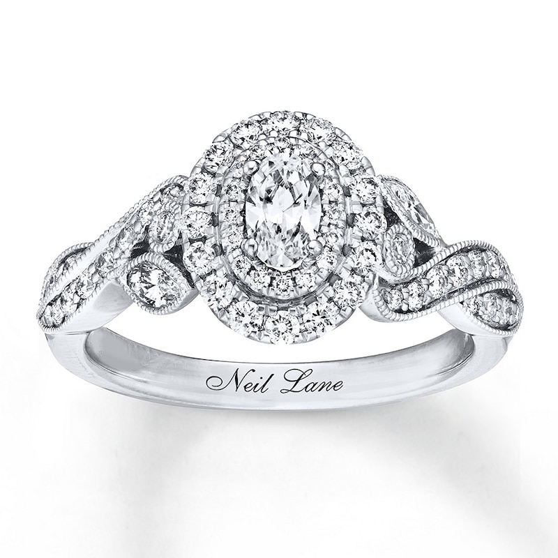Main Image 1 of Neil Lane Oval Diamond Engagement Ring 7/8 ct tw 14K White Gold