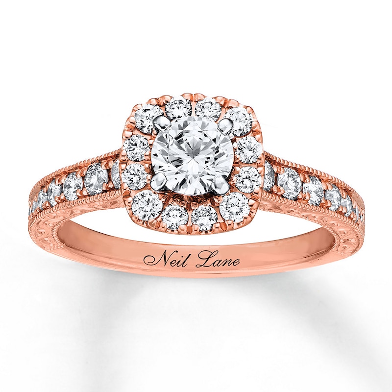 Main Image 1 of Neil Lane Round Diamond Engagement Ring 7/8 ct tw 14K Rose Gold