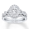 Neil Lane Diamond Bridal Set 1-1/3 Carats tw Oval & Round-cut 14K White Gold