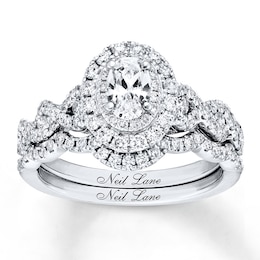 Neil Lane Diamond Bridal Set 1-1/3 Carats tw Oval & Round-cut 14K White Gold