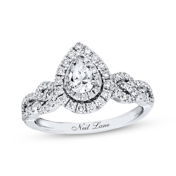 Neil Lane Bridal Ring 7/8 ct tw Pear-Shaped Diamonds 14K White Gold