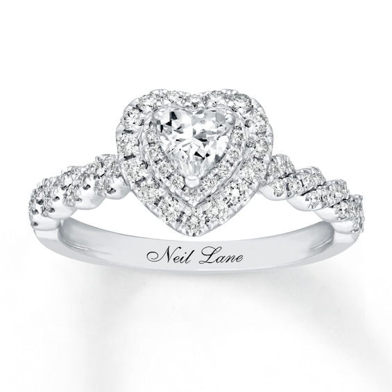 Neil Lane Diamond Engagement Ring 3/4 ct tw Heart & Round-cut 14K White Gold