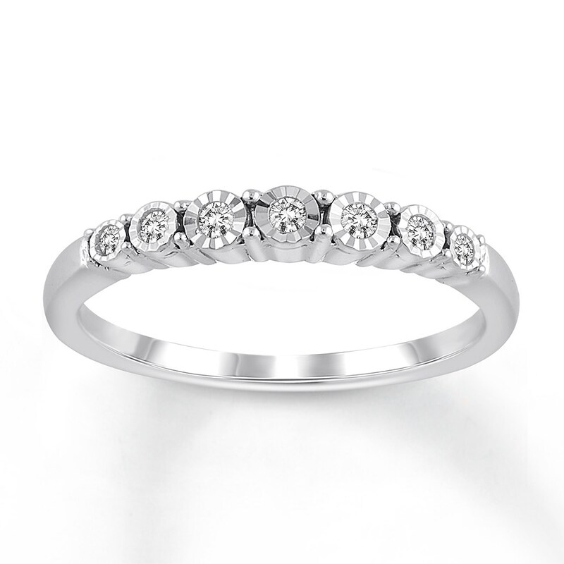 Main Image 1 of Adore Diamond Wedding Band 1/10 ct tw 10K White Gold
