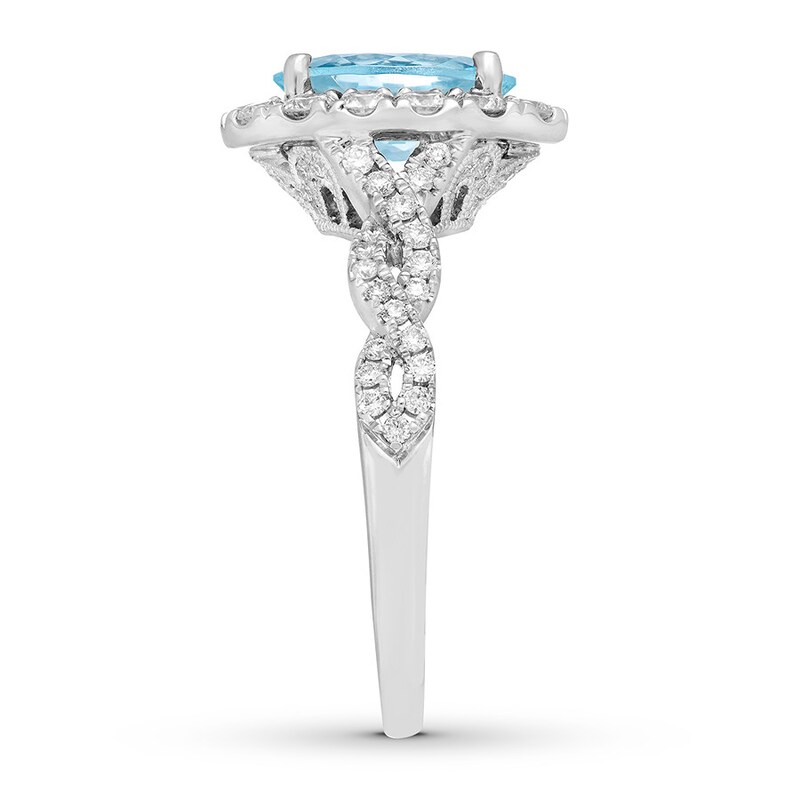 Neil Lane Oval Aquamarine Engagement Ring 3/4 cttw Diamonds 14K Gold