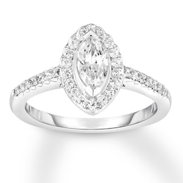Adore Diamond Engagement Ring 7/8 ct tw Marquise/Round 14K White Gold