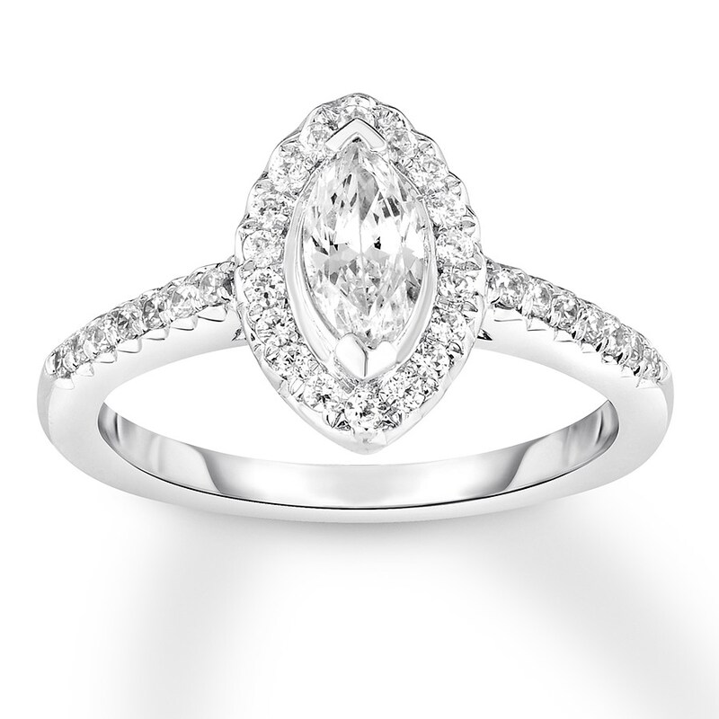 Main Image 1 of Adore Diamond Engagement Ring 7/8 ct tw Marquise/Round 14K White Gold
