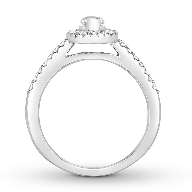 Main Image 2 of Adore Diamond Engagement Ring 7/8 ct tw Marquise/Round 14K White Gold