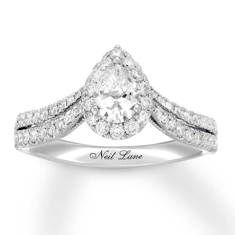 Neil Lane Pear-Shaped Diamond Engagement Ring 1 ct tw 14K White Gold